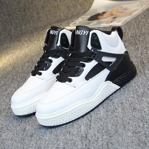 2019 Women Casual Shoe Woman Sneakers Womens canvas shoes PU Leather Shoes Woman Breathable High Top Tenis Feminino X4-04