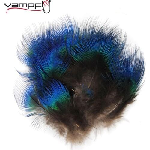 25PCS Small 2-3" Fly Tying Peacock Feathers Blue Irridescent Body Plummage Tail Throat Check Tag Fly Tying Lure Bait Materials