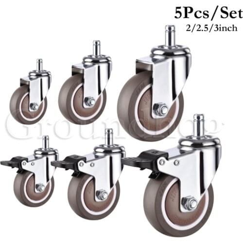 5Pcs/Set Mute Swivel Caster Wheels 2/2.5/3 Inch Universal circlip Rubber Mute Casters Replacement Office Chair Gaming Chair