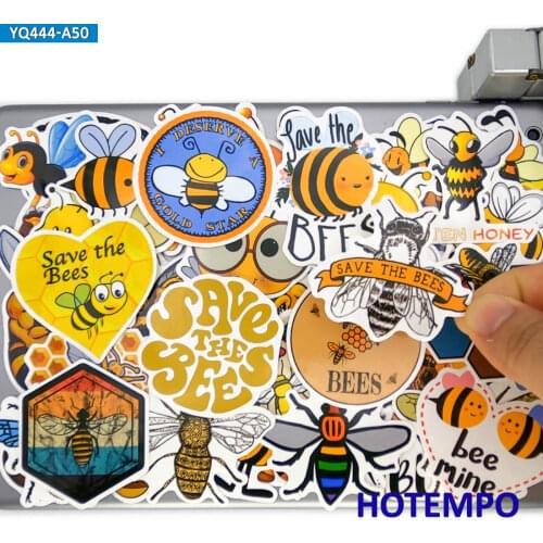 50pcs Save The Bees Style Cute Funny Cartoon Bees Stickers for DIY Stationery Scrapbooking Phone Laptop PAD Case Decals Stickers