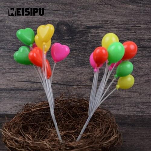 6PCS/lot New Balloon Series Plastic Round And Heart Shape Birthday Theme Cupcake Topper Party Wedding Cake Decor Topper Supplies