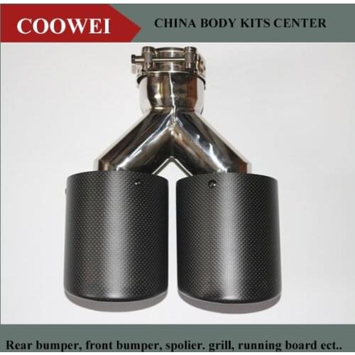 63mm/101mm Dual Carbon fiber + stainless steel universal Auto exhaust tip Double end pipe for bm-w benz v-w golf