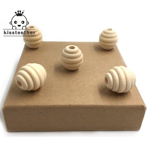 22mm*20mm(0.86''*0.79) Wood Thread Beads For Baby Teething Crib Toy DIY Crafts Beech Chew Wooden Teether Accesories