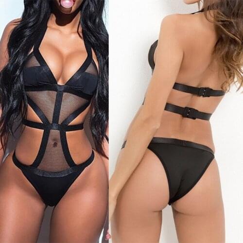 Womens Sexy Basic Open Back 1 Piece Three-point Siamese Swimwear