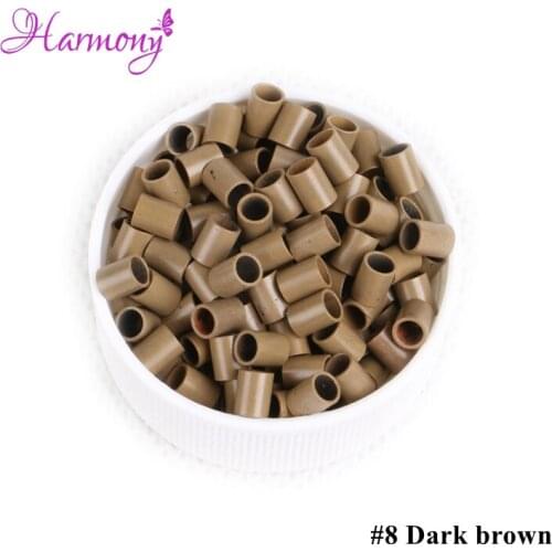 Harmony Plus Hair 1000pcs/lot 3.6*2.9*4.5mm Flat Edge copper micro tubes No flared micro rings links 8 colors for I tip hair