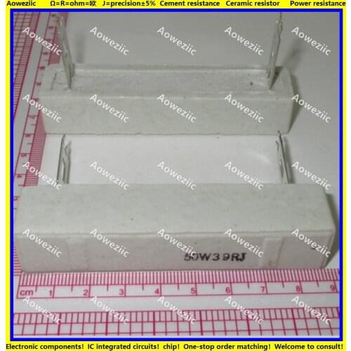 2Pcs 50W39RJ 50W 39 ohm +/- 5% Horizontal cement resistor 50W39ΩJ Cement resistance 50W39R 50W39OHM 39R Ceramic resistor plug-in