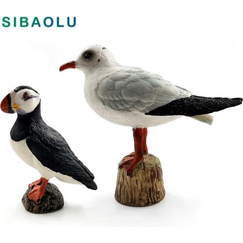 Simulation Cute Seagull Puffin Sea bird Animal model figurine home decor miniature fairy garden decoration accessories modern