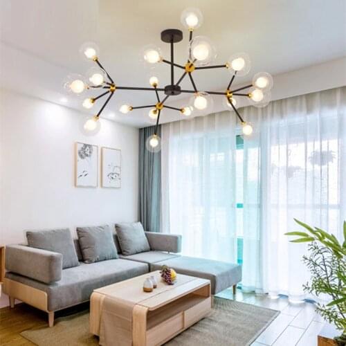 Black Flush Mount Chandelier Lighting Living Bedroom Kitchen Glass bubble chandelier Tree Branch Round Ball Chandelier Lighting