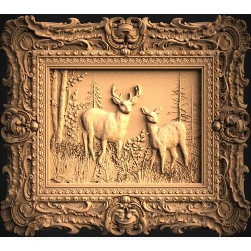 3d STL Model Deer for CNC Router 3D Printer Artcam Aspire Bas Relief