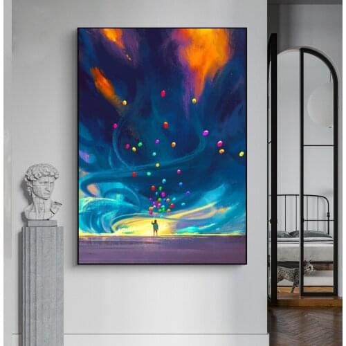 Cartoon starry sky Canvas Paintings Wall Art Prints Poster Childrens Room Moon Decorative Paintings On The Wall Home Decor