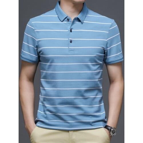 Summer mens clothing, color-stripe striped POLO shirt, business casual POLO shirt, short-sleeved plus size POLO shirt