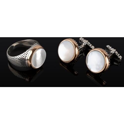 Guaranteed High-quality 925 Sterling Silver onyx stone rings and 2 Silver Cufflinks For men. made in Turkey in a luxurious