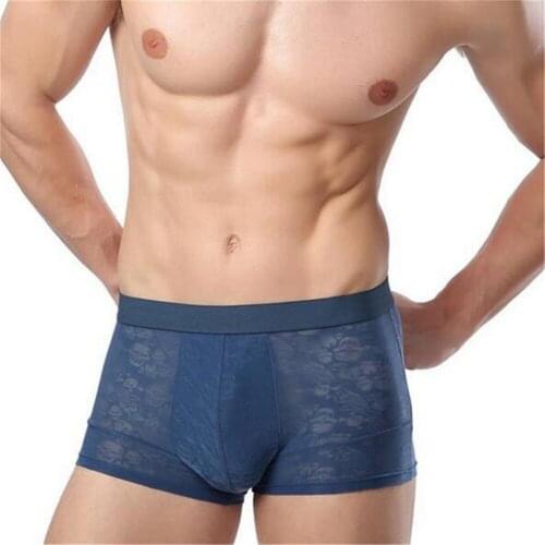 3pcs/lot Mens silk underwear bamboo fiber boxer underwear breathable anti-static underwear
