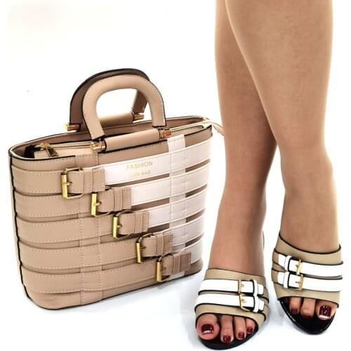 2021 Nigerian Newest Italian Design Color Party Ladies Shoes and Bag Set Decorated With Special Narrow Band and Cross-tied