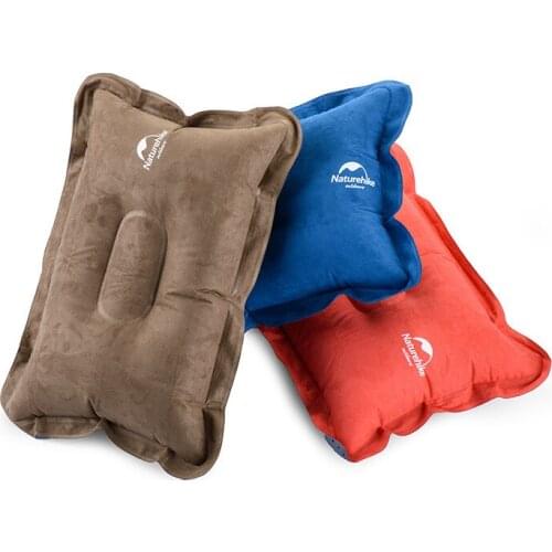 Outdoor inflatable pillow travel nap suede comfortable air sleeping pad beach blanket mattress camping bed picnic