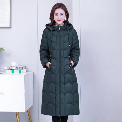 2021 Winter New Thickened Warm Medium And Long Temperament Slim Down Cotton Knee Cotton Womens Clothes