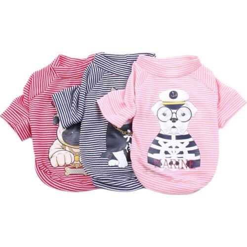 Striped Dog Pet Shirt Vest Doggie Design Cat Puppy Solid Pajamas T-Shirt Spring/Summer Clothes