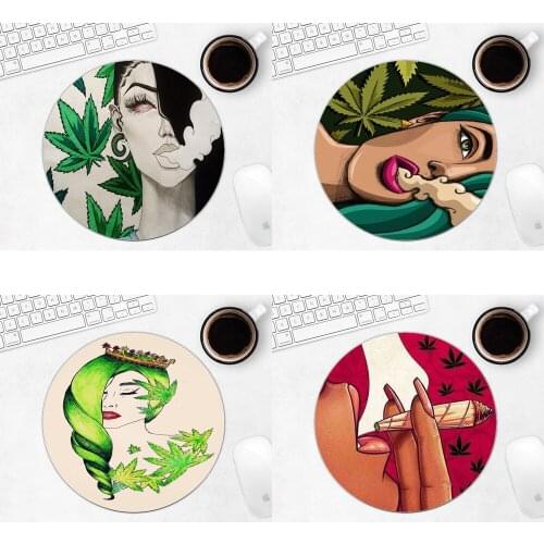 Weed Anti-slip Mat Minie Round Mouse Pad Mousepad Memo Pad Notebook Rubber 220x220 200x200MM Cute Keyboard Office Table Mat