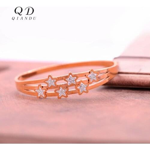 Qian Du lady stainless steel bracelet set with zircon star shape accessories safety invisible clasp fashionable ladies jewelry