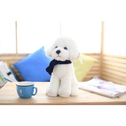 Cute plush teddy dog toy lovely scarf white dog doll gift about 30cm 0123