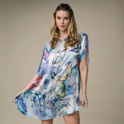 Blue Floral Silk Satin NightDresses Women Fashion 2021 Summer Long Casual Sexy Office Work Daily Sleeping Dress Plus Size Loose