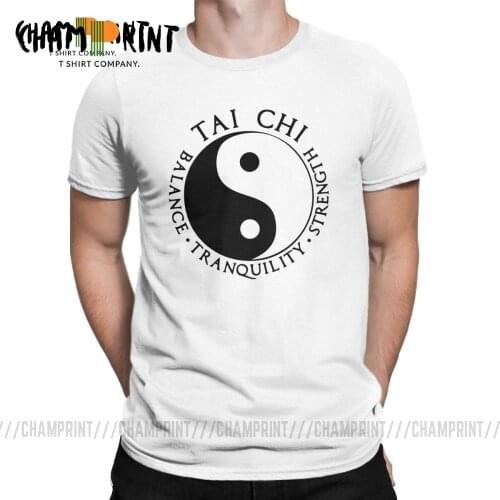 Funny Tai Chi Balance Tranquility Strengh T-Shirt for Men Crew Neck Cotton T Shirt Short Sleeve Tee Shirt Plus Size Clothes