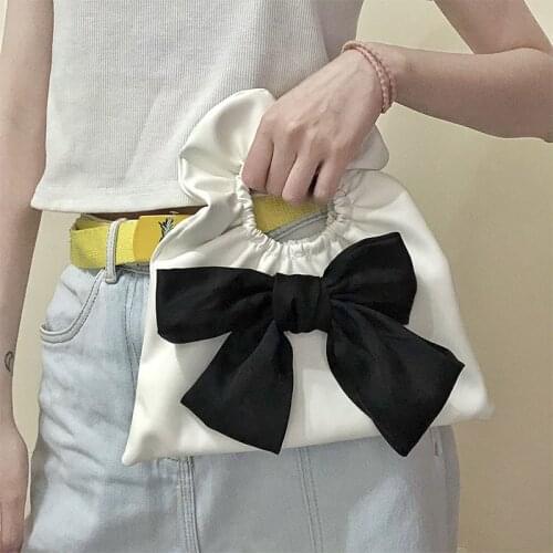 Pleated Handlebags for Women Fashion Bow Bags Leisure Bag Leather Shopping Shoulder Bags Ladies Dumpling Handbag Female and Bags