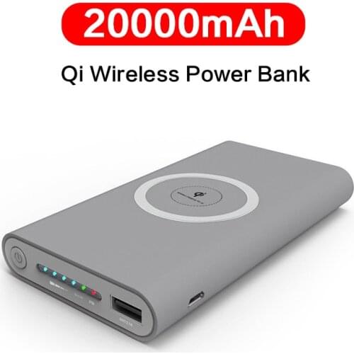 20000mAh Qi Wireless Charger Power Bank External Battery Pack Wireless Charging Powerbank For iPhone11 X Xiaomi Power Bank Qi