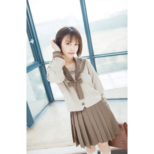 Japanese Orthodox Soft Girl JK Uniform Skirt, Milk Tea, Brown Kanto Transformed Skirt, Two Sailor Suits for Japanese Students N2