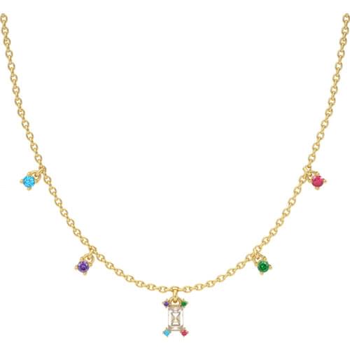 CANNER Moon Star Necklace For Women 925 Sterling Silver Jewelry Color Diamond Charming Pendant Chain 18K Choker Bijoux Collar