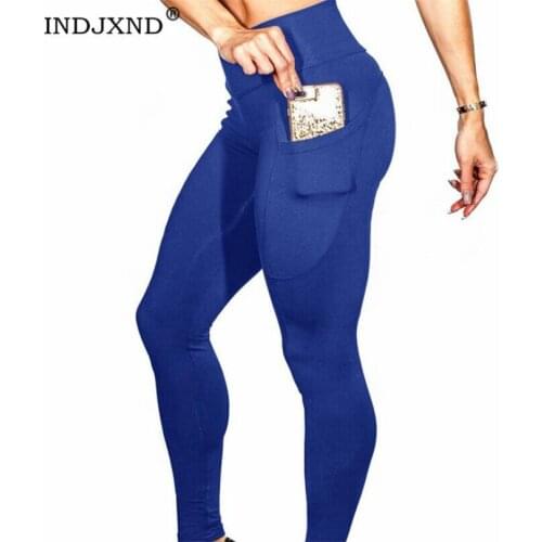 INDJXND Leggings Women Fitness Legging Pocket Legging Breathable Patchwork Jeggings Fitness Legging High Waist Quick-drying Pant