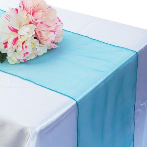 1pcs 30x275cm Organza Table Runner Soft Sheer Fabric For Wedding Party Banquet Table Decoration Chair Bows Swag Luxury