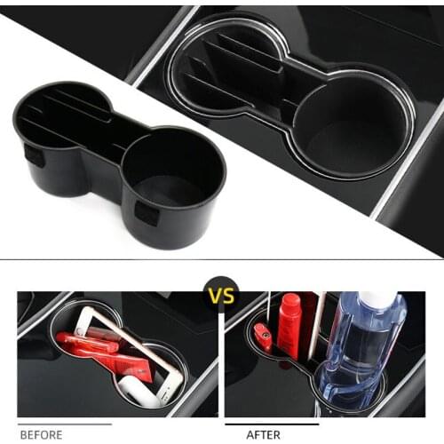 1pc for Tesla Model 3 Car Drink Holder Water Cup Holder Multi-grid Card Slot Storage Box Cover Car Interior Decor Accessories