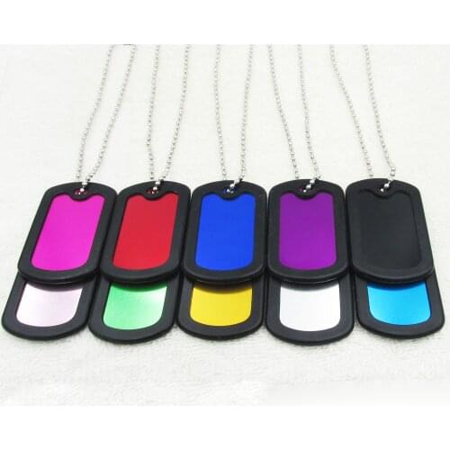100pcs/lot Aluminum Military Army Dog Tags with Silencers and 24" Bead Chains Together