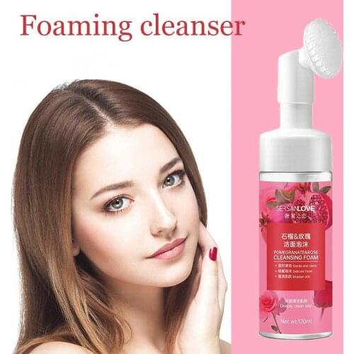 120ml Pomegranate Peony Rose Cleanser Foam Cleanser Moisturizing Makeup Remover Cleanser Mousse Cleansing L0T7