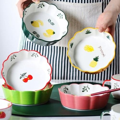 14CM Ceramic Salad Bowl Lace Rice Dessert Snack Bowl Colorful Porcelain Soup Noodle Fruit Bowls Household Decoration Tableware