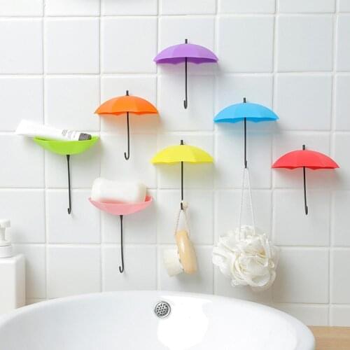 3Pcs Umbrella Wall Hooks Decor Hanger Key Rack Holder Bathroom Kitchen Organizer