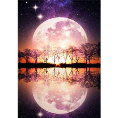 Diamond Painting 5D DIY Landscape Painting Sea Moon Scenery Picture Square/Round Diamond Cross Stitch Embroidery Decor Art TX255