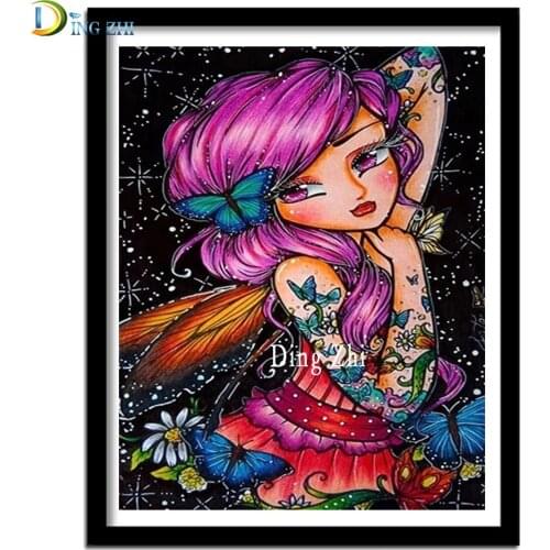 Diamond Painting Butterfly Elf Girl 5D Cross Stitch Cartoon Modern Decorative Full Square Round Diy Diamond Mosaic Embroidery