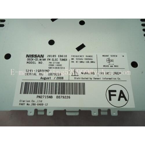 Free shipping Clarion 6-disc CD changer mechanism with mp3 for Nissan PN-2715N PN-2958N Infiniti G35 navara Car radio player