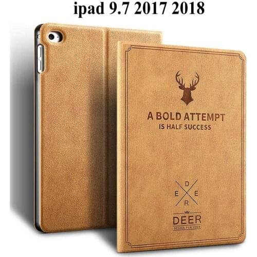 Retro Deer Matte PU Leather Case For Apple iPad 9.7 2017 smart Cover for iPad 9.7 2018 cover A1822 A1823 tablet case+Film+Pen