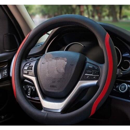 38cm Car Steering Wheel Cover Simulation Leather Car Four Seasons Handlebar Set Slip Breathable Universal Disk Cover