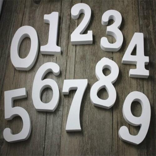 Decoration Crafts Figurines White 3D Number Decoration Wooden Name Plaques Home Wedding Ornaments Props