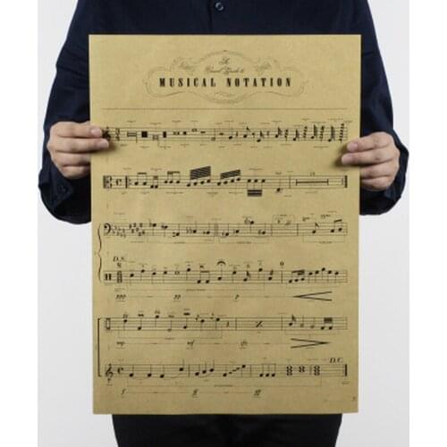 Sheet Music Daquan Bars Cafe Drawing Poster Adornment Vintage Poster Retro Wall Sticker 51.5x36cm