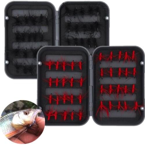 Fly Fishing Flies Kit 40pcs/Box Red Black Ants Artificial Insect Flying Lure Bait for Trout Bass Steelhead Fish