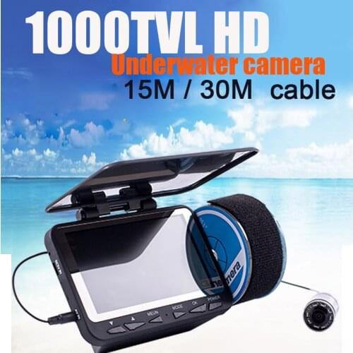 ICE Fishing Camera 4.3inch LCD Monitor 15/30m Cable Optional High Resolution 1000TVL 8pcs LED Real-time Display Fish Finder WF06