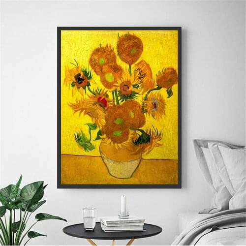 World Painting Van Gogh Sunflower Poster Abstract Canvas Art Print Flower Wall Pictures for Living Room Kitchen Bedroom Wall Art