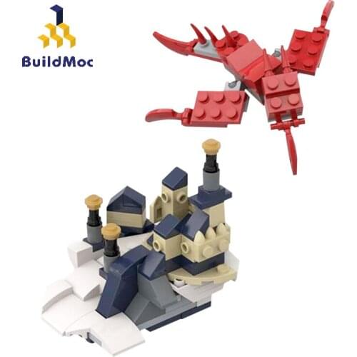 BuildMoc City Micro Castle Flying Dragon Building Blocks MOC City House Street Model Bricks Toys For Children