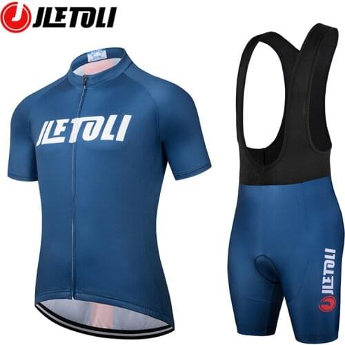 JLETOLI Summer Cycling Jersey Set Men Anti-slip Bib Shorts Suit Pro Bicycle Team Racing Uniform Clothes Breathable Bike Suit