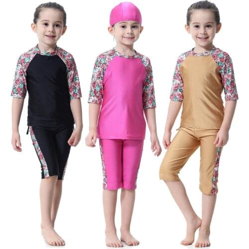 Muslim Girls Swimwear Women Swimsuit Islamic Hijab Islam Burkinis Beachwear Short sleeve Arab Islam Beach Wear Diving Suits